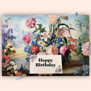 Cartão de aniversário digital com buquê de flores silvestres - Lindos desejos florais de aniversário