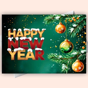 Carte de décoration d'arbre de bonne année - Voeux numériques festifs pour les fêtes de fin d'année !