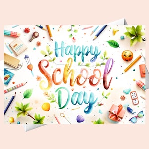 Happy School Day - Schulkarte /Glückwünsche für Schüler/Schulanfang Digitale Karte.