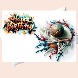 Carte d'anniversaire graffiti basket-ball/carte d'anniversaire graffiti/carte d'anniversaire numérique/basketball graffiti.