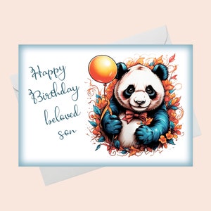 Biglietto di auguri per il compleanno del figlio - Buon compleanno caro figlio/Download DIGITALE/Bellissimo biglietto panda/Biglietto di auguri speciale per il compleanno del figlio