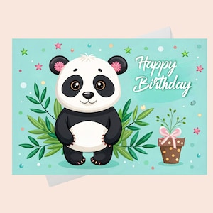 Alles Gute zum Geburtstagskarte - lustige Panda/Digitaler Download/Panda Bär Geburtstagskarte/Druckbare Happy Birthday Karte/druckbare Karte