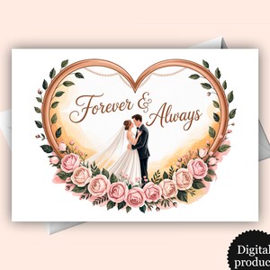 Elegant Minimalist Wedding Card: Forever and Always (Printable PDF Download