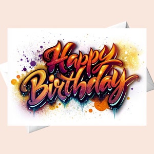 Graffiti Happy Birthday Karte/Kartentext mit Graffiti.