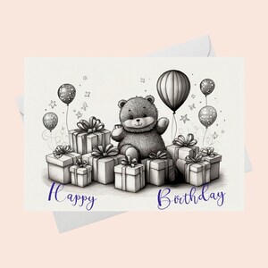 Carte d'anniversaire pour enfants/Téléchargement numérique/Téléchargement numérique/Carte d'anniversaire pour enfants avec ours en peluche et cadeaux/Carte de joyeux anniversaire imprimable
