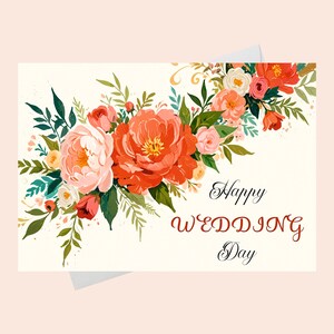 Floral Wedding Day Card/DIGITAL Download/Printable Wedding Card/Printable Wedding Greeting Card/Printable Card