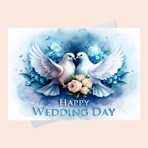 Joyeux mariage - beau couple de colombes / téléchargement numérique / carte de mariage imprimable / carte imprimable