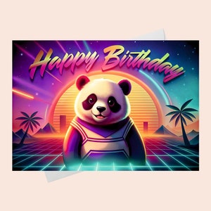 Digitale wenskaart Happy Birthday Panda - Leuke en leuke afdrukbare verjaardagswensen