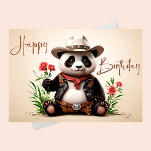 Verjaardagskaart - grappige panda/digitale download/verjaardagskaart pandabeer/afdrukbare gelukkige verjaardagskaart/afdrukbare kaart