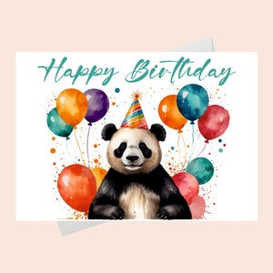 Cartão de Feliz Aniversário - Panda /Download Digital/Cartão de Aniversário do Urso Panda Bebê/Cartão de Feliz Aniversário para Imprimir/Cartão para Imprimir