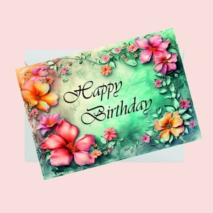 Tarjeta de cumpleaños, tarjeta imprimible, tarjeta digital, saludo digital, tarjeta de felicitación digital, impresión casera
