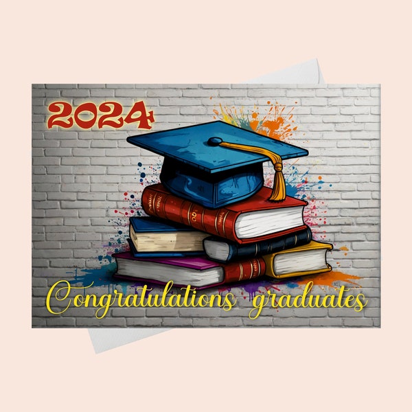 Congratulations Graduation  2024 Card/ Graffiti card to graduate/Floral Graduation Card/Graduation Congratulations Card/Graduation Card.