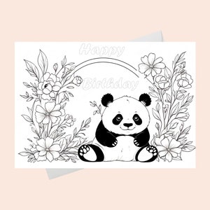 Kleurkaart verjaardag panda.