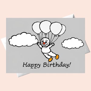 Palhaço com Balões Cartão de Feliz Aniversário/DIGITAL Download/Cartão de Aniversário com Lindos Balões para Imprimir/Cartão de Aniversário para Imprimir/Cartão de Aniversário