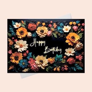 Alles Gute zum Geburtstag/Digitaler Download/Geburtstagskarte mit bunten Blumen in Glaskugel Printable/HappyBirthday Karte Printable/Druckbare Karte