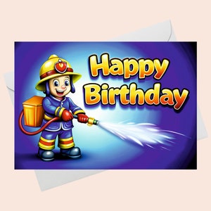 Firefighter birthday card.