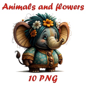 Funny Animals Watercolor Clipart - 10 PNG | Cute Painted Animal Illustrations Set