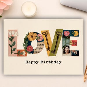 Carte d'anniversaire numérique avec grand mot AMOUR - Carte de voeux PDF 5 x 3,5 et 8,5 x 11 pouces - Célébration de la fierté LGBTQ à téléchargement immédiat
