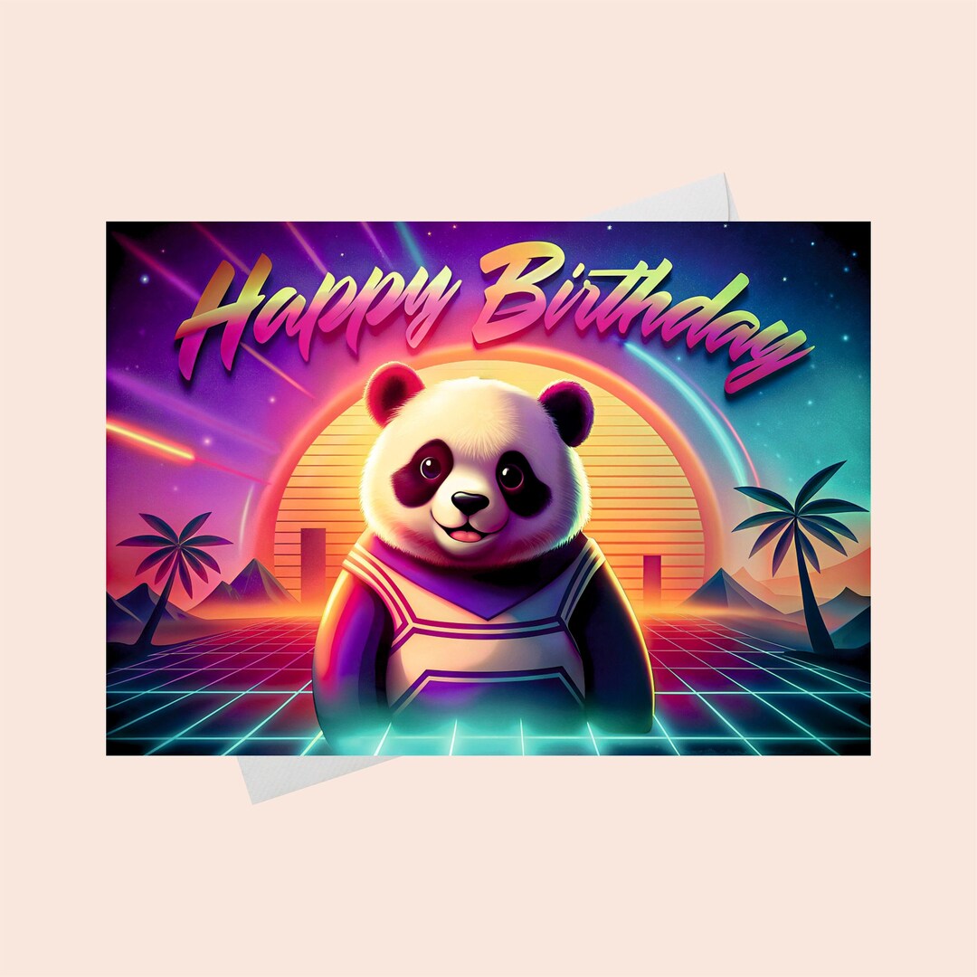 Happy Birthday Card Panda/digital Download/baby Panda Bear Birthday ...