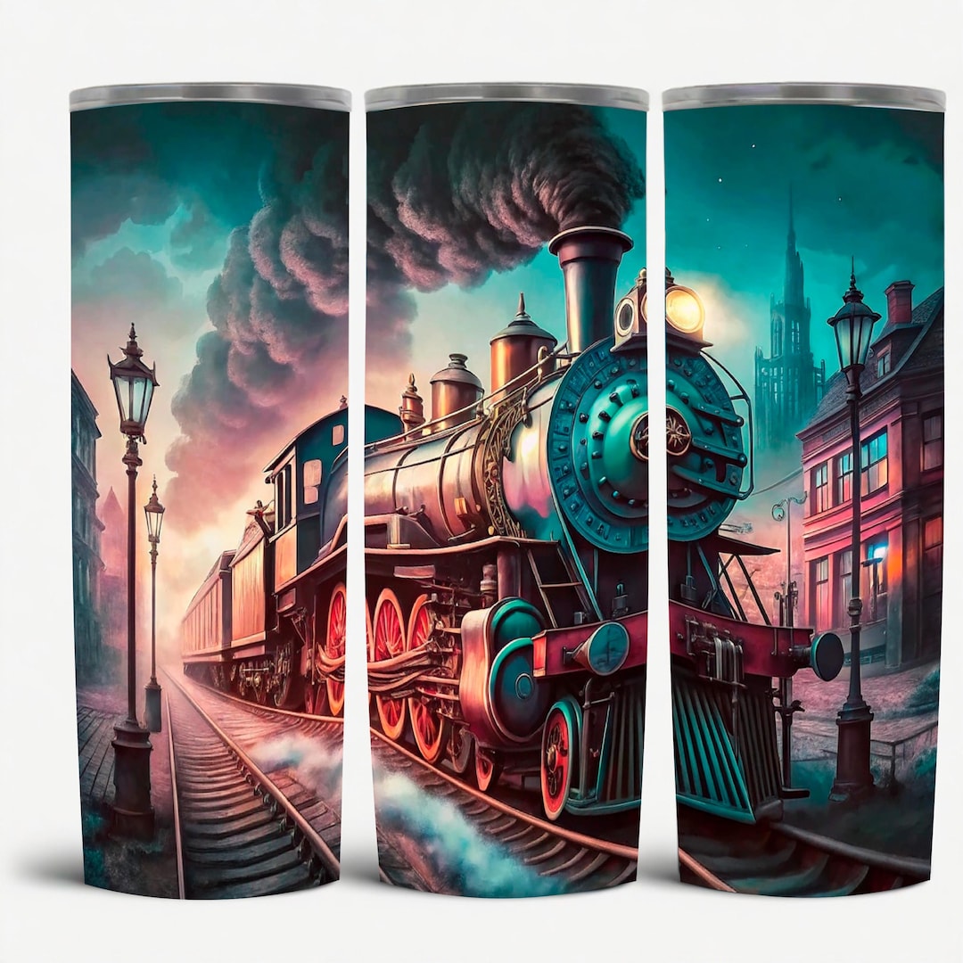 Vintage 20th Century Steam Locomotive 20oz Sublimation Tumbler Wrap ...