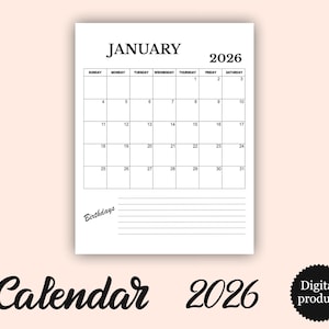 Calendário de Aniversários 2026 para Imprimir | Rastreador Mensal de Aniversários | Planejador de Lembretes de Aniversário de 12 Páginas | Download Digital | PDF em Formato Carta A4 EUA