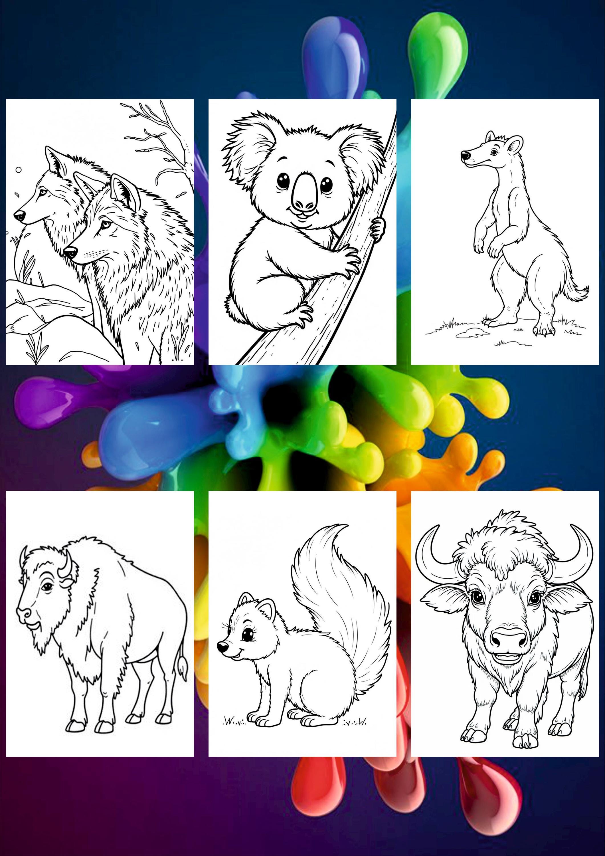 Set of 42 Animal Coloring Pages - Fun and Creative Designs for Kids ...