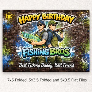 Fishing Buddy Birthday Card with Graffiti Bros Brick Wall Art