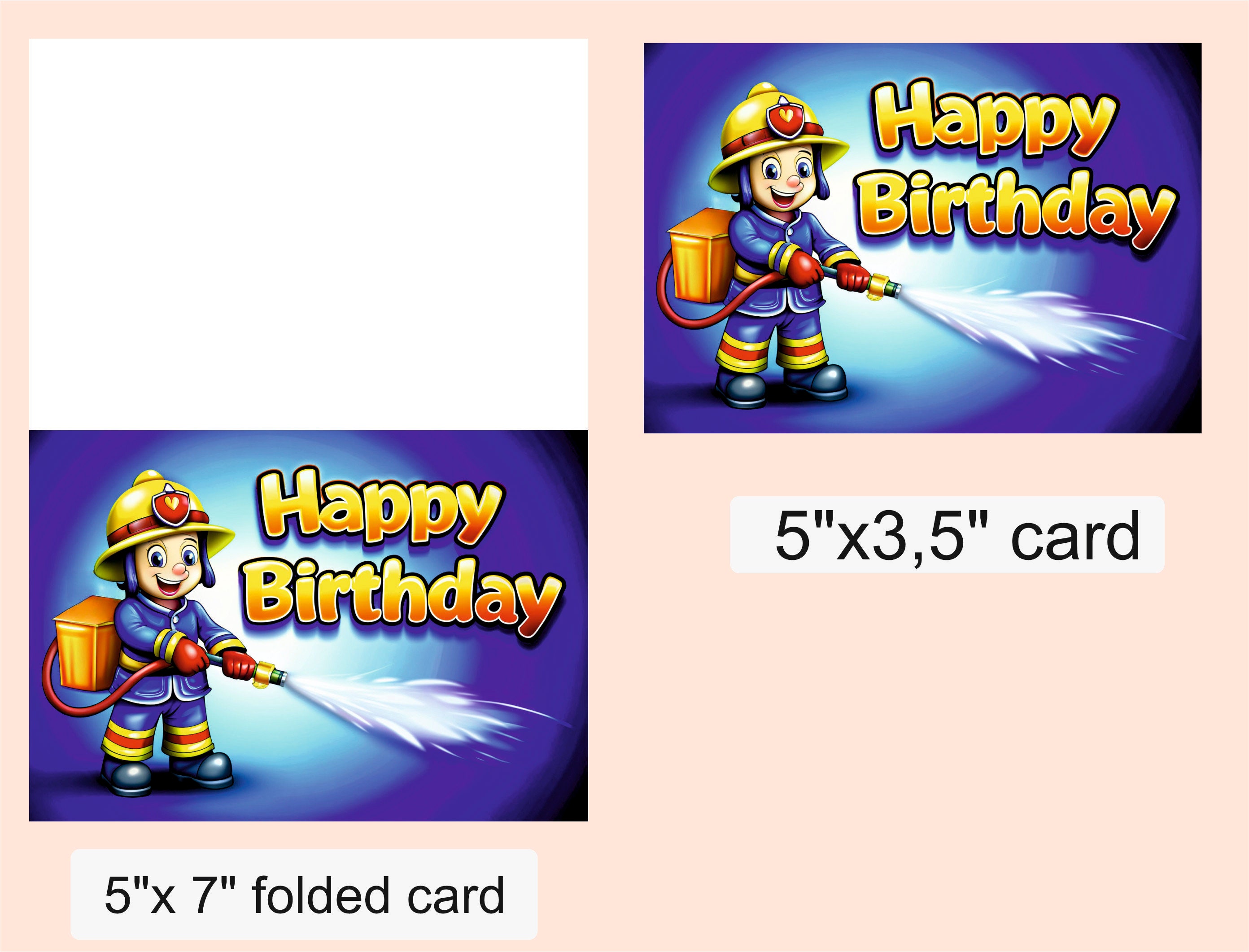 Firefighter Birthday Card. - Etsy