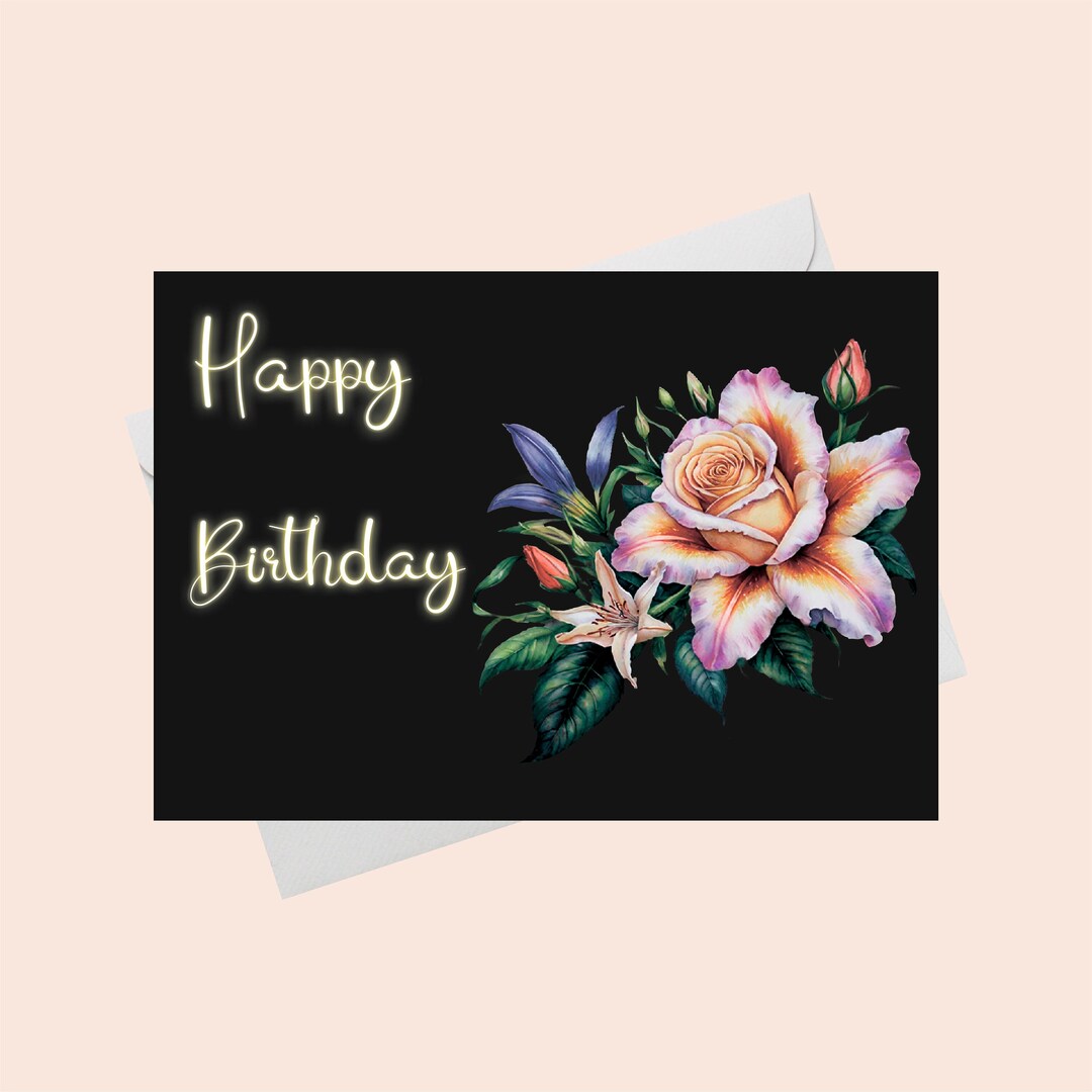 Elegant Floral Happy Birthday Card (digital Download) - Etsy UK