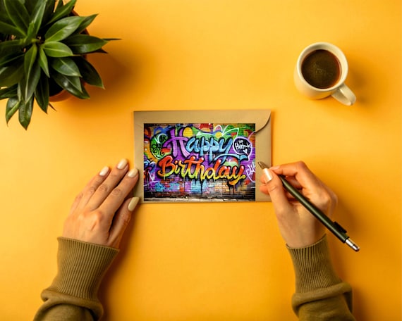 Graffiti Art Happy Birthday Card: Printable Wall Design (digital