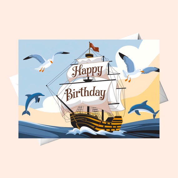 Tarjeta Del Feliz Cumpleaños Del Barco De