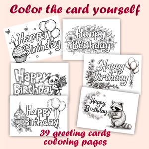 39 pages à colorier pour cartes de voeux – Collection à téléchargement numérique pour toutes les occasions