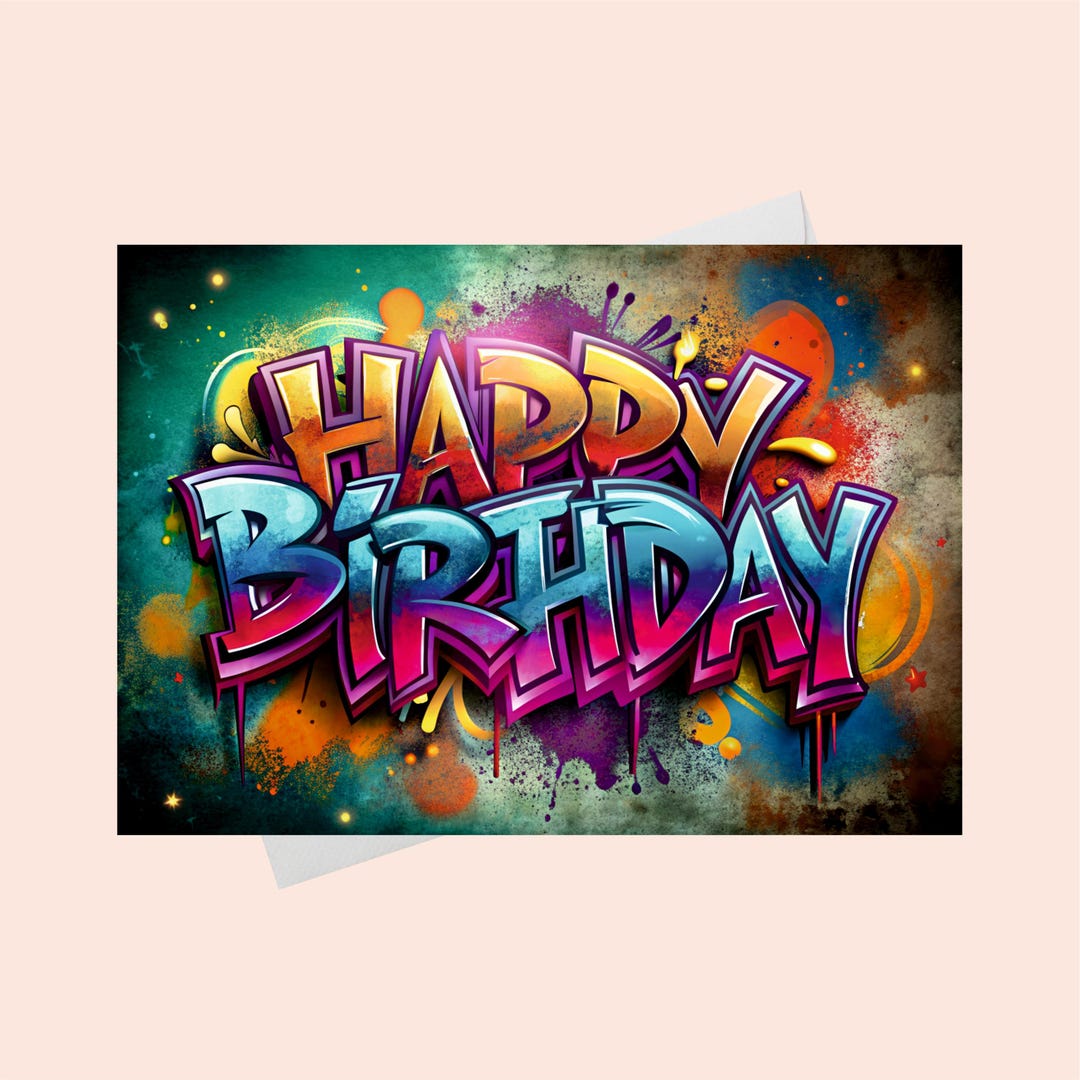 Graffiti Style Happy Birthday Card: Urban Art (digital Download
