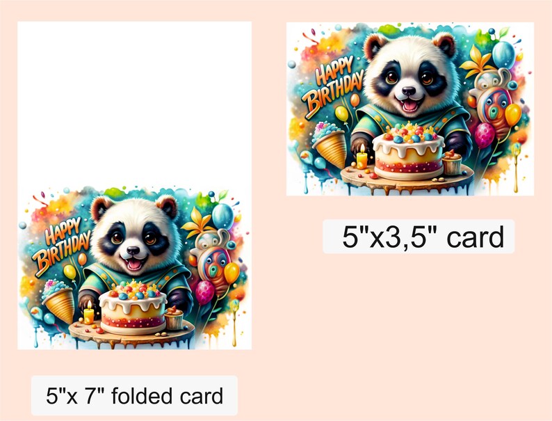 Happy Birthday Card Panda /digital Download/baby Panda Bear Birthday ...
