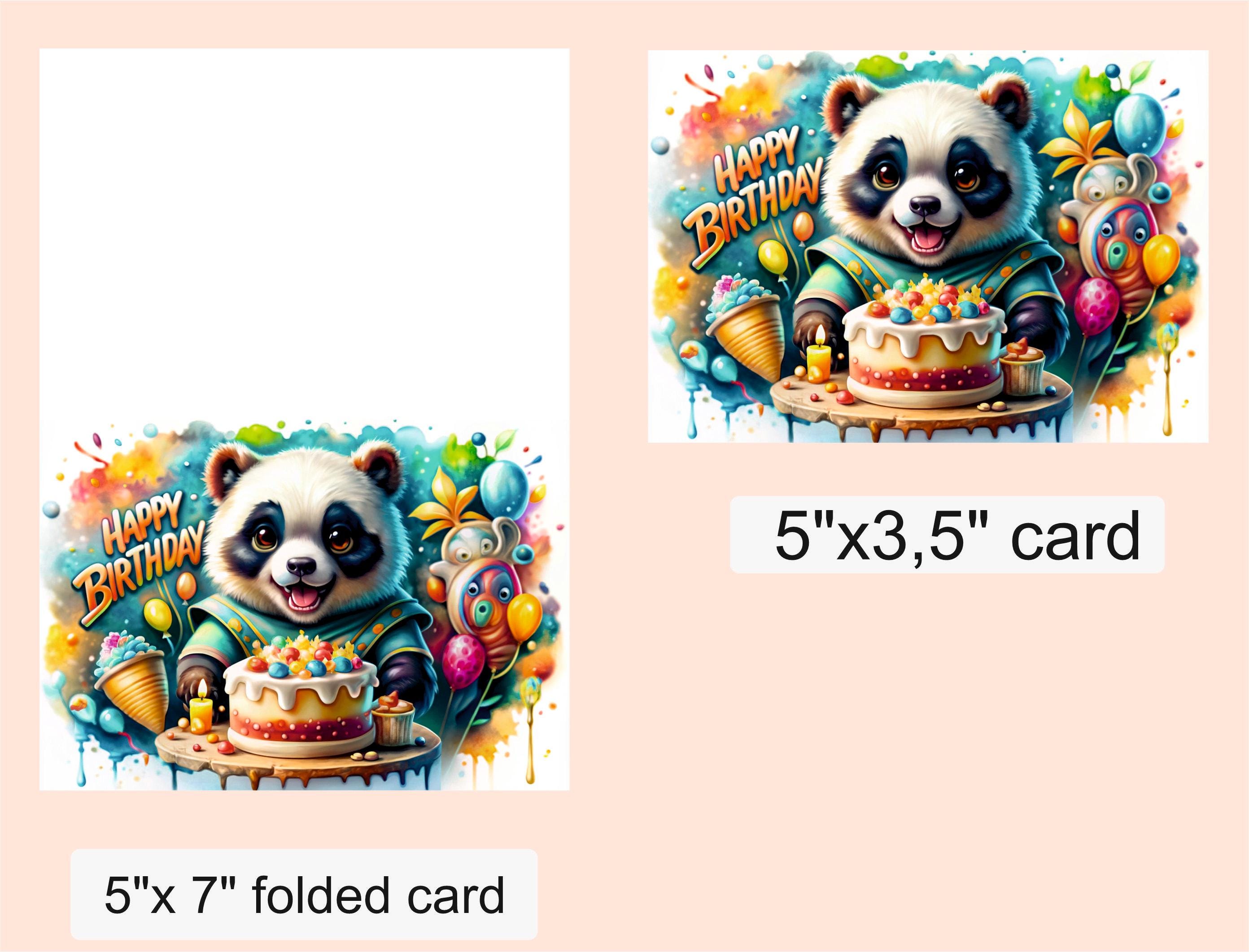 Happy Birthday Card Panda /digital Download/baby Panda Bear Birthday ...
