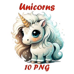 Fairytale Unicorn Watercolor Clip Art – 10 PNG Magical Fantasy Illustrations