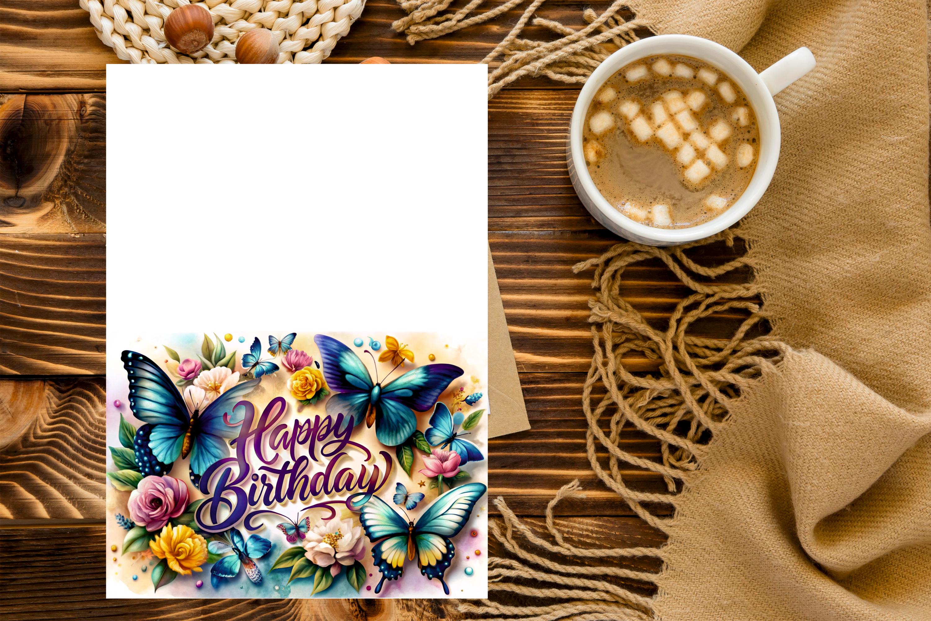 Biglietto di auguri di compleanno a forma di farfalla: biglietto floreale stampabile ( - Italia