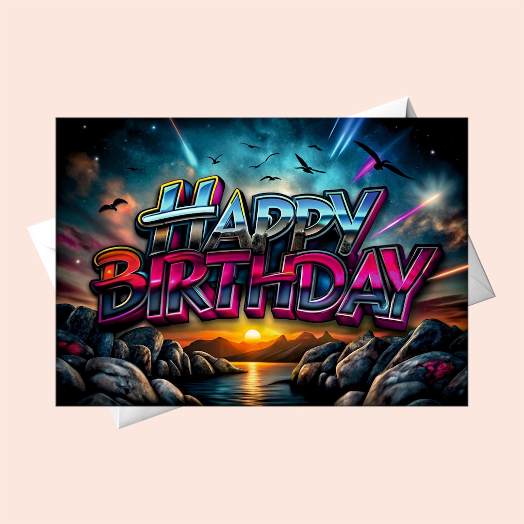 Graffiti Happy Birthday Card: Edgy Urban Art (digital Download) - Etsy