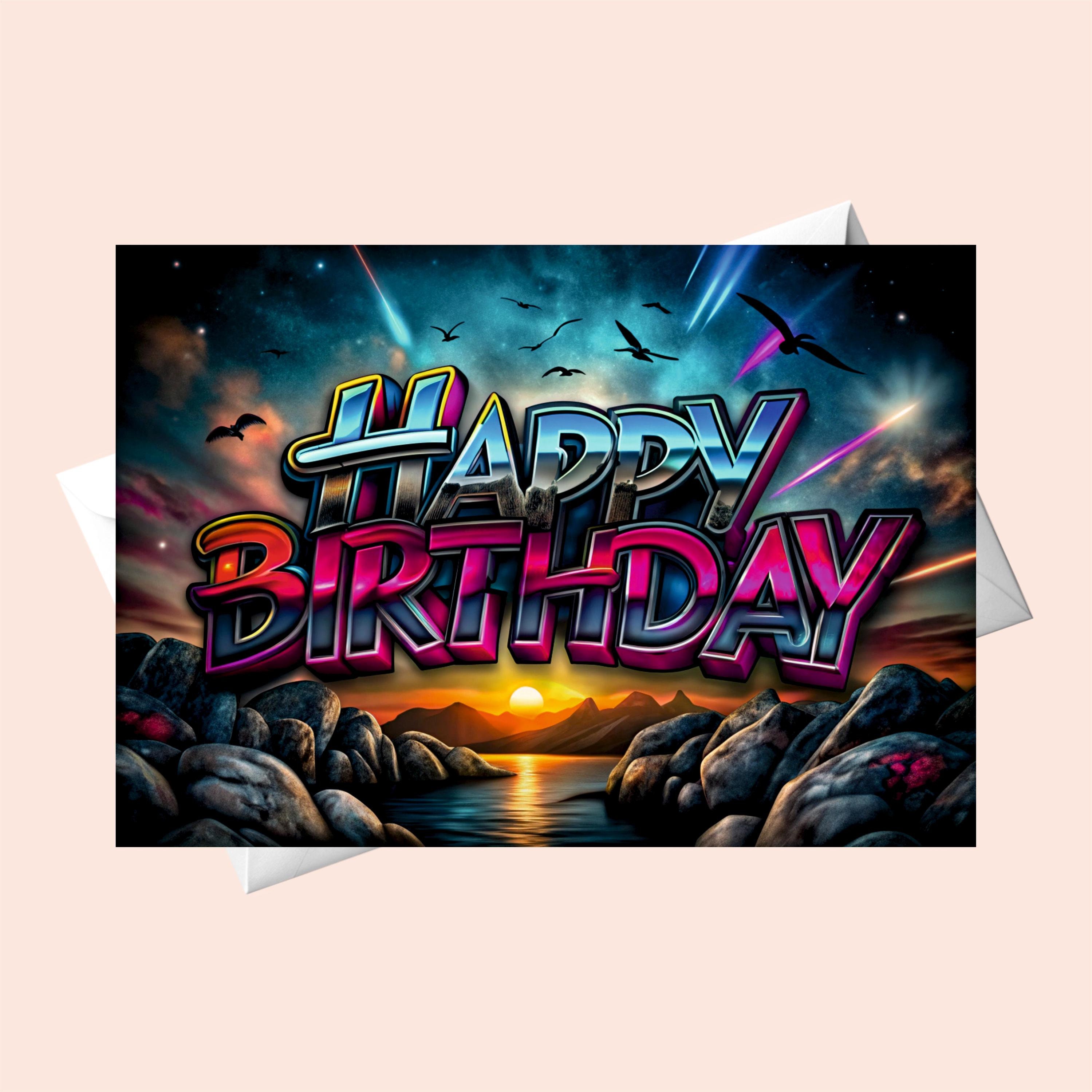 Graffiti Happy Birthday Card: Edgy Urban Art (digital Download