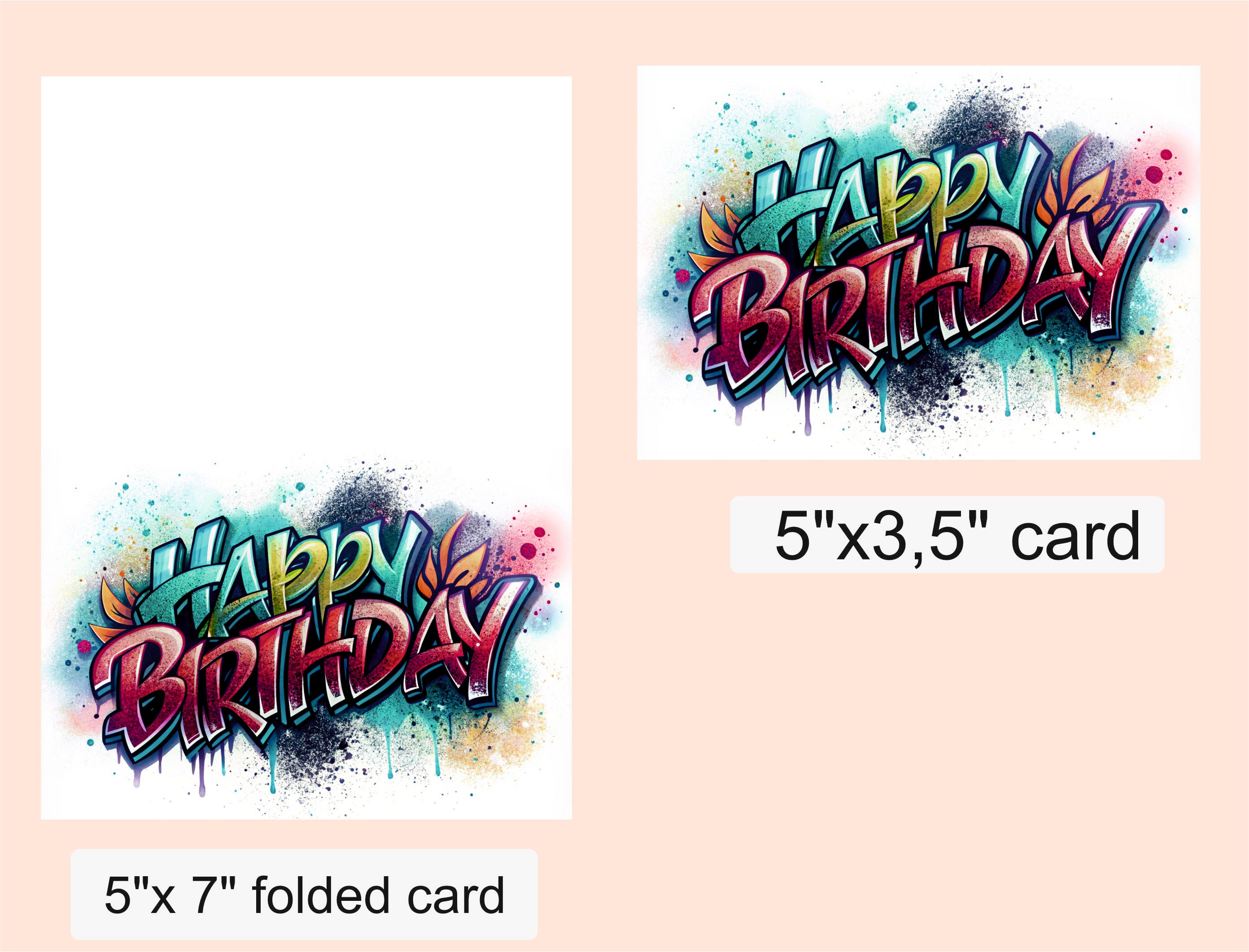 Graffiti Style Happy Birthday Card/graffiti Text Card. - Etsy