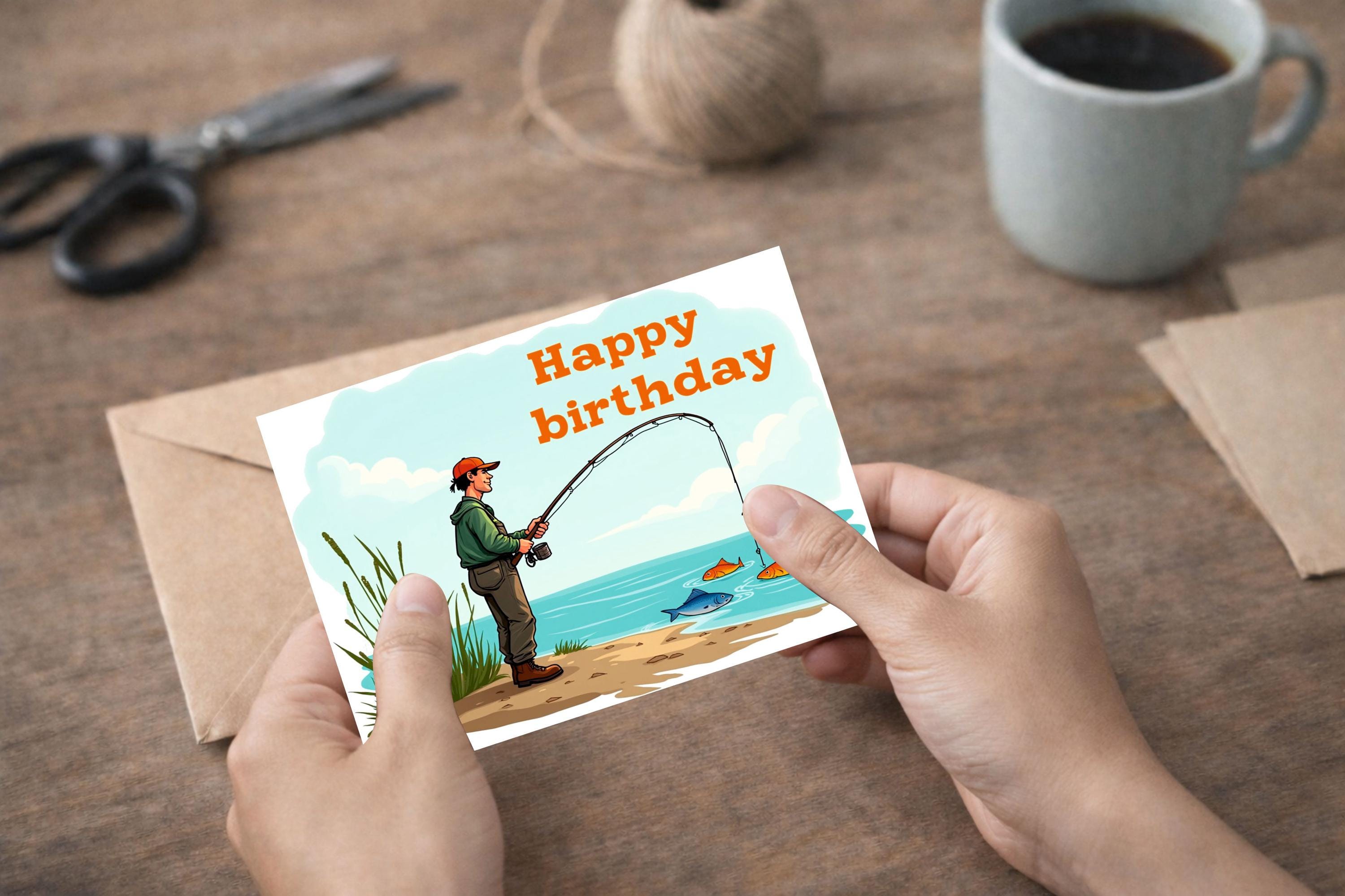 Biglietto per la festa del papà di 2 bambini, regalo per la pesca di We're Hooked On You, impronta artistica personalizzata per papà o nonno - Italia