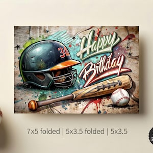 Graffiti Baseball Birthday Card (Digital Download)