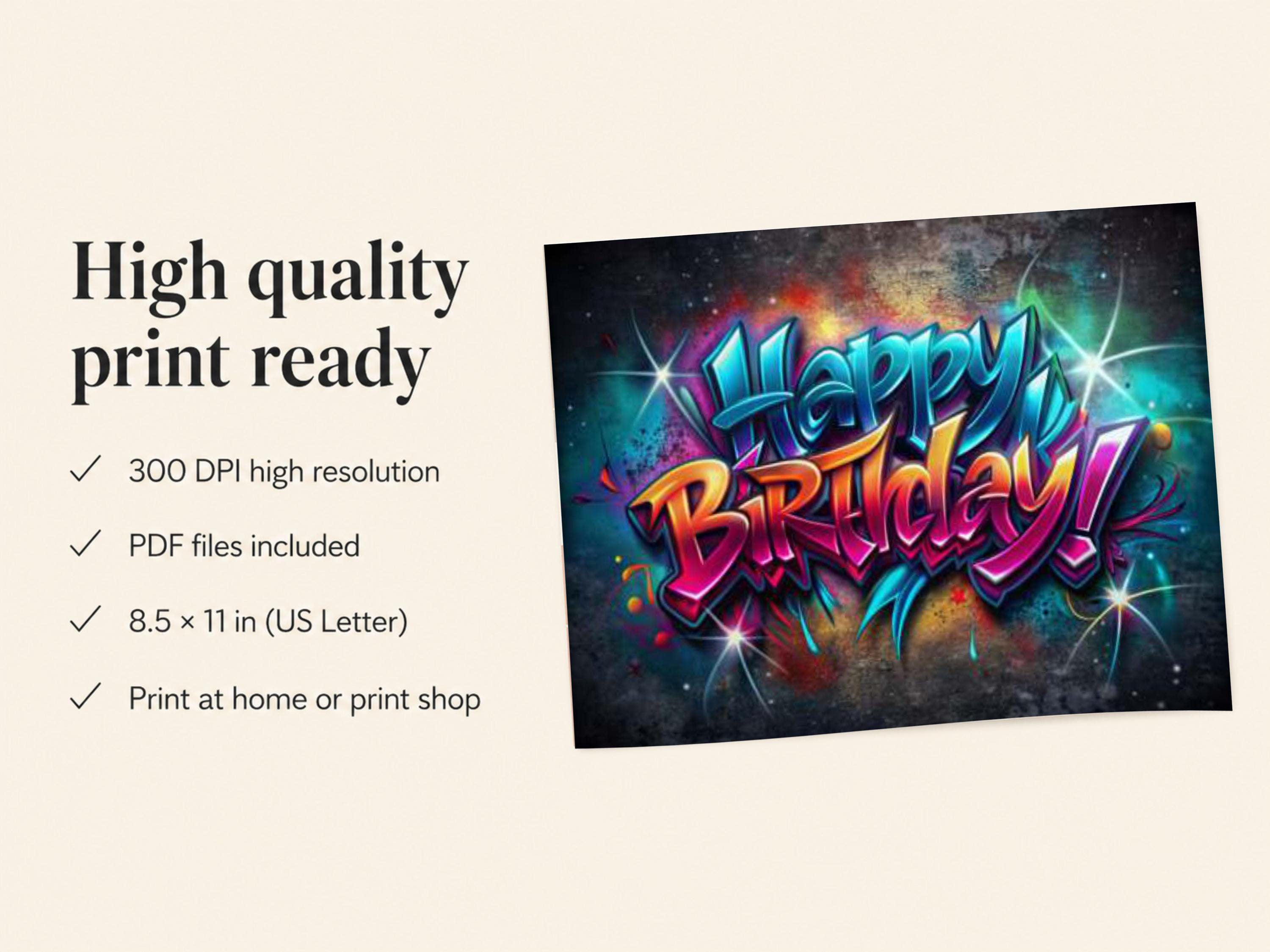 Graffiti Street Art Birthday Card With Neon Spray Paint Lettering
