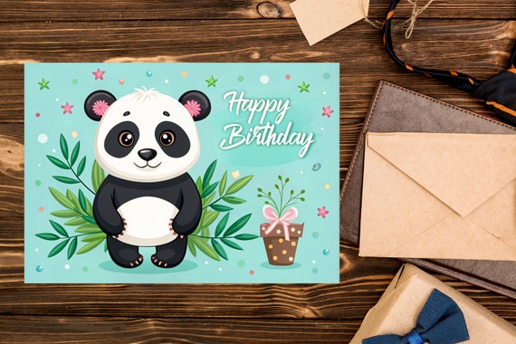 Carte D'anniversaire Avec Panda Bear Cute Kawaii Character Vector Illustration Design Image Vectorielle Stock - Alamy