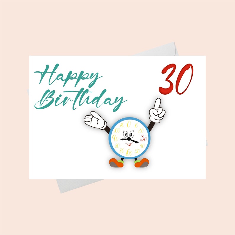 Thirty Birthday Card / Digital Download / Printable Birthday Card With ...