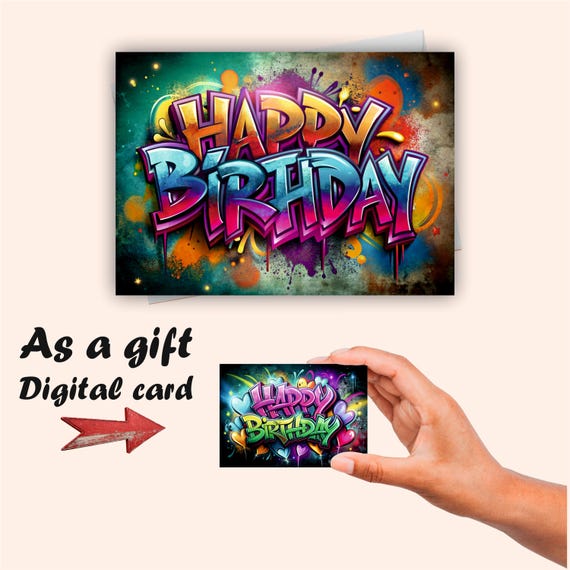 Graffiti Happy Birthday Card – Urban Street Art Printable