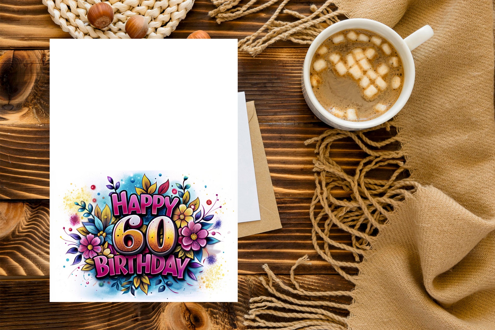 60th Birthday Card - Colorful Greeting / Original Birthday Card ...
