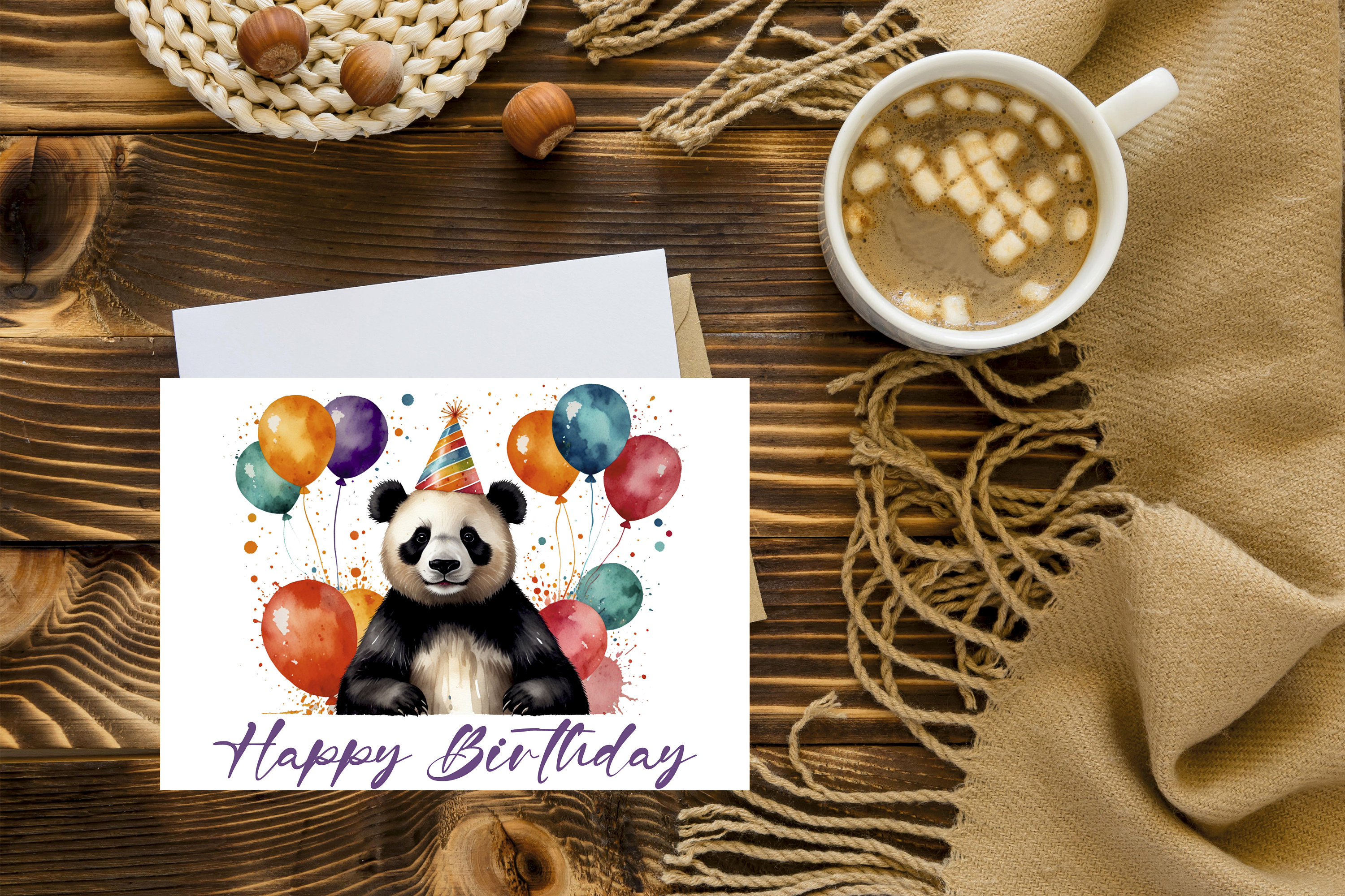 Happy Birthday Card Panda/digital Download/baby Panda Bear Birthday ...