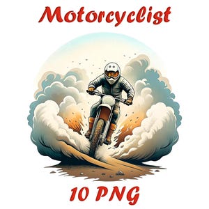 Motorcyclist Watercolor Clip Art Set – 10 PNG Files for Biker Art & Digital Design