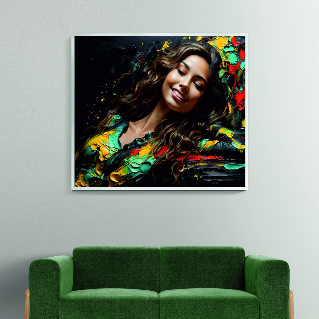 Abstract Woman Portrait Painting: Colorful Wall Art Print (digital ...